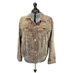 CHAPS Snake Skin Print Denim Stretch Cotton Women's Jacket Size XL